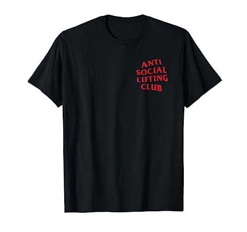 Club de elevación anti social: logotipo rojo (delantero + trasero) Camiseta