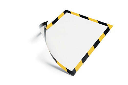 Durable 4945130 Marco informativo Duraframe Seguridad magnética (A4, marco magnético para superficies metálicas) 5 piezas, amarillo/negro