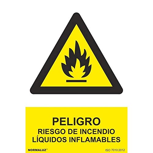 Normaluz RD35618 - Señal Adhesiva Peligro Riesgo De Incendio Líquidos Inflamables Adhesivo de Vinilo 15x20 cm con CTE, RIPCI