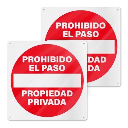 Señal No Entrar en Propiedad Privada 30CM X30CM - Placa Prohibido el Paso Propiedad Privada Material de Aluminio - 2 Piezas
