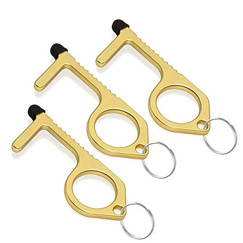 Mobi Lock Llavero Abrepuertas (Pack de 3) - Llave sin contacto para abrir manillas - Pulsador de botón de gancho, estilete y llavero - Práctica herramienta útil para la seguridad y la higiene