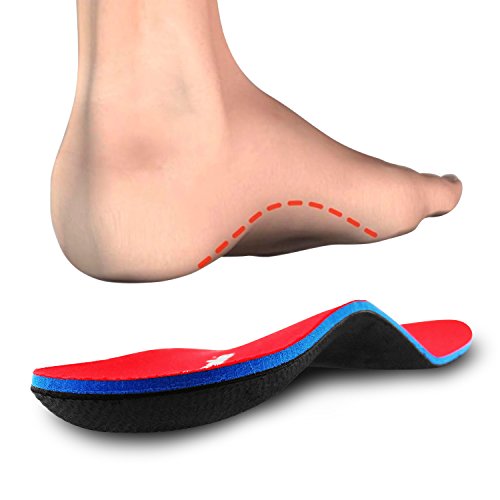 PCSsole Orthotic Arch Support Inserciones de calzado Plantillas para pies planos, dolor en los pies, fascitis plantar, plantillas para hombres y mujeres Rojo(EU44-45(29cm))