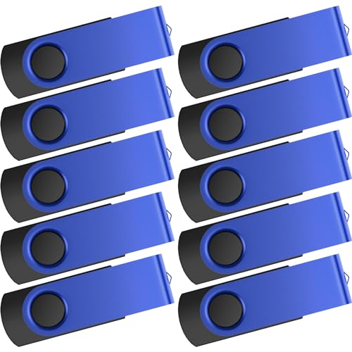 Kepmem 10 Piezas Memorias USB 128MB Poca Capacidad Pendrive, Azul Giratorio USB 2.0 Flash Drive Práctica y Portátil Pen Drive Elegante Memoria Sticks Almacenamiento para Transportar Pequeñas Informes