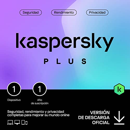 Kaspersky Plus Internet Security 2024 | 1 Dispositivo | 1 año | Anti-Phishing y Firewall| VPN ilimitada | Gestor de contraseñas | Protección Bancaria en línea | PC/Mac/Móvil | Código por email