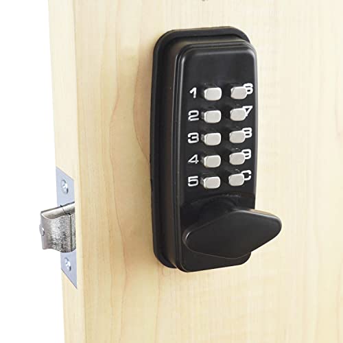 ShouSiFang Cerradura digital para puerta con código de bloqueo de HomeSecure, resistencia meteorológica, Sin claves,Negro