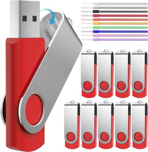 10 Piezas Pendrives 128MB Memoria USB - Giratorio Almacenamiento de Datos 128 MB Unidad Flash USB - FEBNISCTE Pequeña Capacidad USB 2.0 Memory Stick Regalo Rojo para Empresa Anuncia y Buscaba