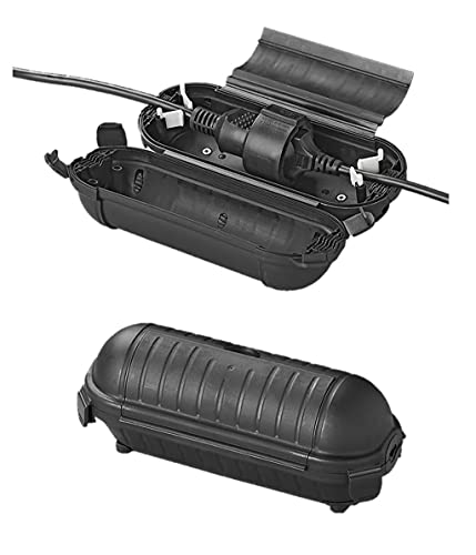 2 cajas de seguridad para enchufe CEE o Schuko para exteriores, caja de protección para conectores de cables (conector Schuko, negro)