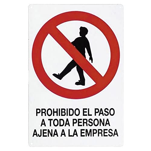 WOLFPACK LINEA PROFESIONAL - Cartel Prohibido el Paso Persona Ajena Empresa 30x21 cm.