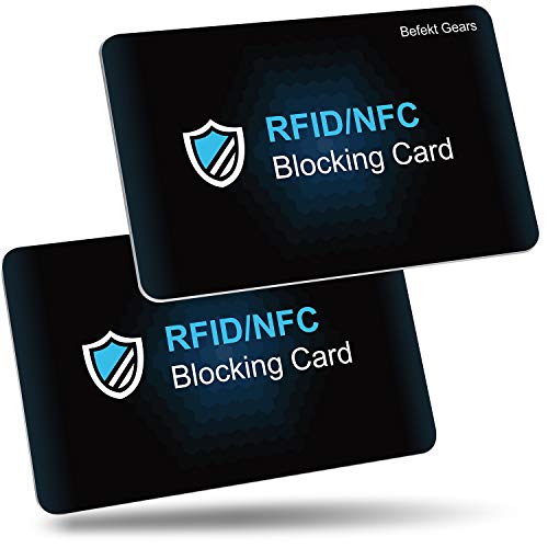 Befekt Gears Tarjeta de bloqueo RFID [2 Piezas], Ofrezca Protección Completa para Tarjetas de Crédito, Billetera, Débito, Pasaporte etc.