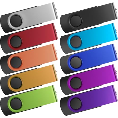 Kepmem PenDrive 10 Piezas 512MB Memoria USB 2.0, Pequeña Capacidad Pen Drives Multicolors Unidad Flash Drive Almacenamiento de Datos Externo Regalos del Aniversario para Almacenar Poca Informacion
