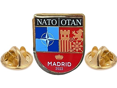 Gemelolandia | Insignia conmemorativa de la Cumbre de la OTAN en Madrid 2022 - Esmaltada a todo Color -30x25cm | Pines Originales Para Regalar | Para las Camisas, la Ropa o para tu Mochila