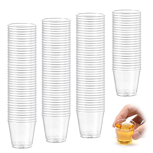 Nuangoo 150 Piezas Vasos de chupito de plástico,vasos de plástico reutilizables de 30ml, hechos de plástico PS, se pueden usar para picnics, cenas de empresa, fiestas de cumpleaños