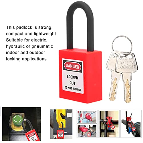 Oreilet 10pack Candado de Seguridad, Cerraduras de Bloqueo y Etiquetado, Industrial Plásticos Bloqueo con Llave, Bloqueo de Aislamiento Industrial con Clave, Lockout Tagout Padlock (Rojo)