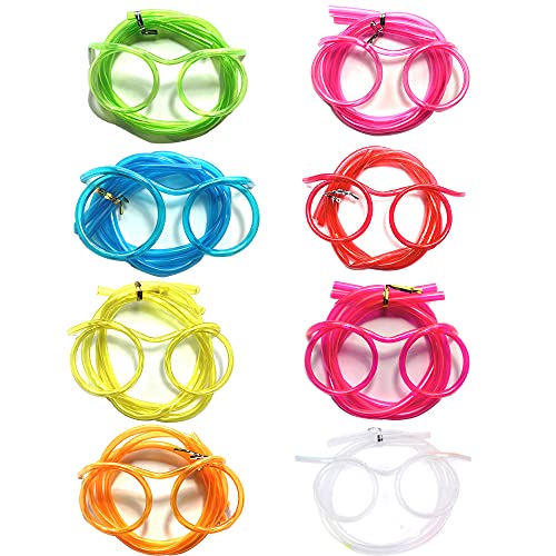 8 piezas reutilizables gafas de paja tonta gafas gafas Crazy Fun Loop popotes novedad gafas de beber paja para niños fiesta anual reuniones fiestas cumpleaños