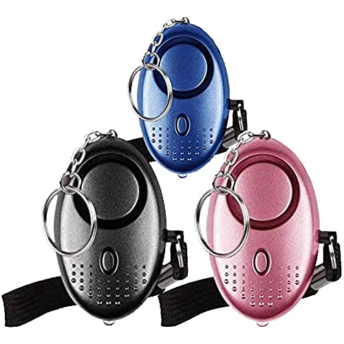 Alarma Personal de Emergencia [Paquete de 3] Qoosea Scream Safesound Alarma 140dB Linterna LED para niños/Mujeres/Ancianos/protección de la autodefensa del Estudiante asegurado (Nero + BLU + Rosa) …