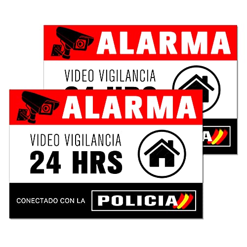 Pegatina alarma securitas - Cartel zona videovigilada adhesivo - Pegatinas Aviso a la Policía - Placa videovigilancia – 14,8 x 10,5 cm (2)