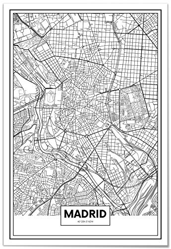 Panorama Póster Mapa de Madrid 35x50cm - Impreso en Papel de 250gr - Póster Pared - Cuadros Decoración Salón - Cuadros para Dormitorio - Póster Decorativos - Cuadros Modernos